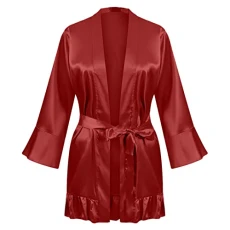Women's Nightdress Long Robe Sleepwear Women's Lingerie Set Sexy Underwear Satin Pyjama Coat Women's Long Loose Robes Lingerie Body, red, XL