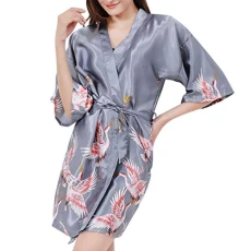 Womens Nightgown Night Dress for Women Sleepwear V Neck Bathrobe for Wedding Party Bridal Dressing Pijamas de Mujer Women Sleep Shirt Women Nightgowns Miss Kimono Short Sleeve