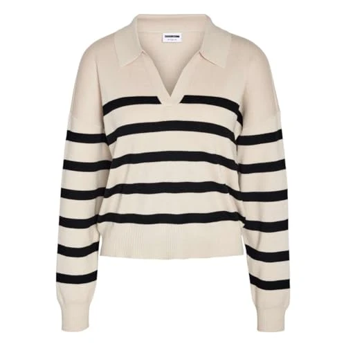 Women's NMFIFI L/S Polo Neck Knit FWD NOOS Strickpullover, Beige,