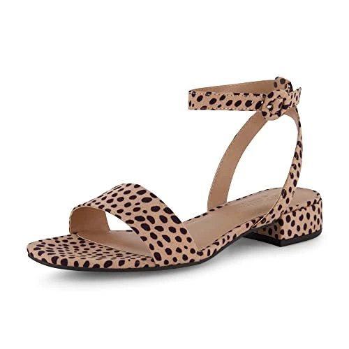 Women's Nobu one band low block heel sandal +Wide Widths Available, Spotted Cheetah 5 UK W