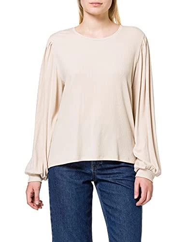 Women's Objjamie Ballon Sleeve Top Noos Blouse, Sandshell, XS