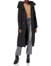 Women's OBJKATIE Long Coat NOOS Quilted, Black, 38