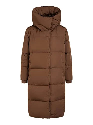 Women's Objlouise Noos Long Down Jacket, Dark Earth, M