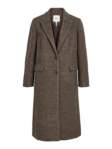 Women's Objolga Wool Coat Noos Long, Java, 18