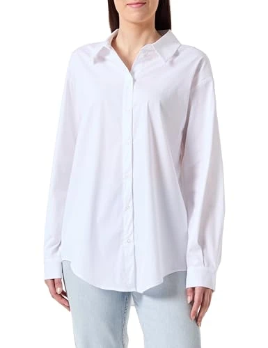 Women's Objtutta Lo L/S Shirt Noos Long Sleeve Blouse, White, 8