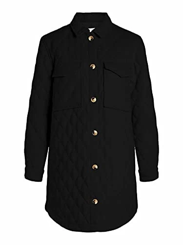 Women's OBJVERA Owen Long Quilt Jacket NOOS, Black, 34