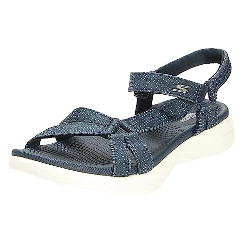 Womens On-the-go 600 Brilliancy Ankle Strap Sandals, Navy Textile Trim, 6 UK