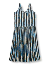 Women's Once Pictorial Stripe Print Twill Dress Cocktail, Dze_Black/Butter/Light Blue, 8 Women's Once Pictorial Stripe Print Twill Dress Cocktail, Dze_Black/Butter/Light Blue, 8
