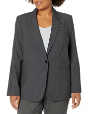 Women's One Button Lux Suit Blazer Jacket, Grey, 22 Plus