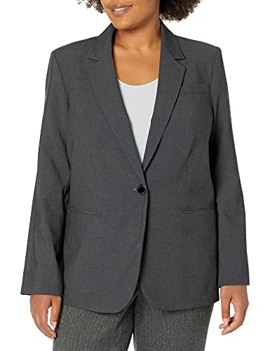 Women's One Button Lux Suit Blazer Jacket, Grey, 22 Plus