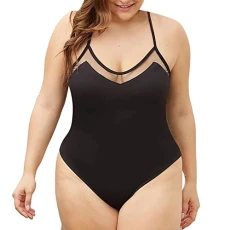 Women's One Piece Elegant Large Size No Closure Swimsuits Women Slimming Bikini Plus Size Monokini Push Up Swimsuit One Piece Slimming Slim Transparent, Black, 4XL
