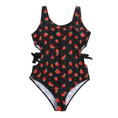 Women's One Piece Swimsuit Cute Strawberry Print One Piece Vintage Monokini Bikini Women's High Waist Slimming Padded Beachwear Ruched Triangle Halter Beach Bikini, Black, 3XL