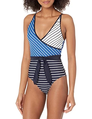 Women's One Piece Swimsuit, Sail Away Stripe, 10