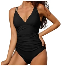 Women's One Piece Swimsuit Swimsuits for Women, Ruffled Swimsuits, Strappy Monokini with V-Neck Beachwear Swimsuit Swimwear Beachwear Swimwear, black, XXL