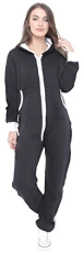 ® Womens Onesie Ladies Hooded Jumpsuit One Piece Pajamas Unisex Sleepsuit Black ® Womens Onesie Ladies Hooded Jumpsuit One Piece Pajamas Unisex Sleepsuit Black
