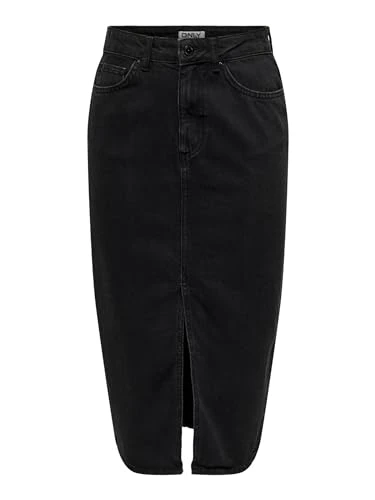 Women's Onlbianca Midi Skirt DNM Rea Noos, Washed Black, XL