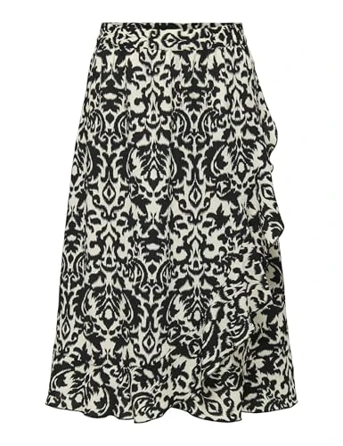 Women's Onlcarly Flounce Long Skirt WVN Noos midi, Black, 3XL