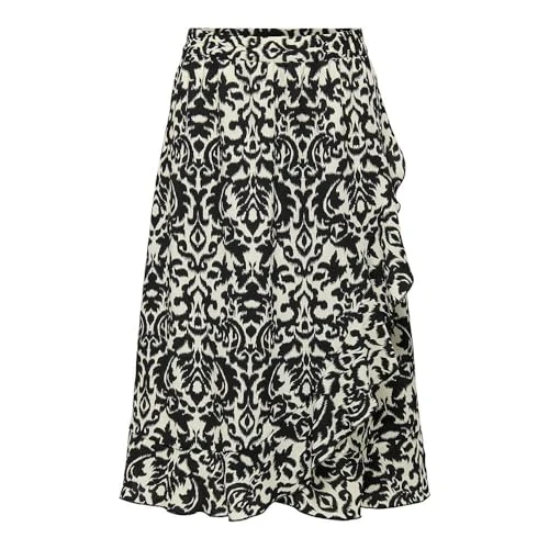Women's Onlcarly Flounce Long Skirt WVN Noos midi, Black, XS