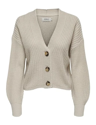 Women's Onlcarol Nice L/S Cardigan Knt Noos Cardigan Sweater , Pumice Stone,S