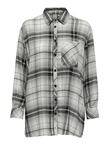 Women's Onlkarolina L/S Shirt Noos WVN Blouse, Black/Checks:Cloud Dancer, Large