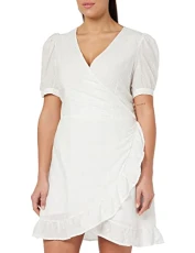 Women's ONLLISA SS WRAP Dress WVN, Cloud Dancer, XS Women's ONLLISA SS WRAP Dress WVN, Cloud Dancer, XS