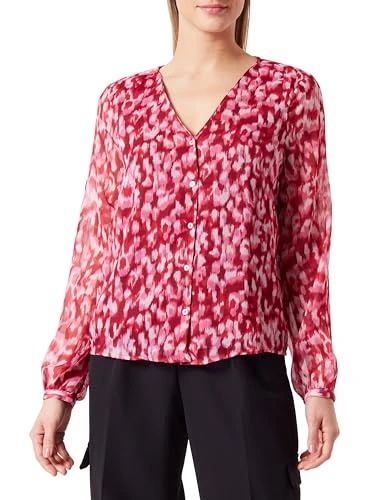 Women's Onlluna L/S V-Neck top Noos Ptm Long Sleeve Blouse, Lipstick Red/AOP:City Leo, XL