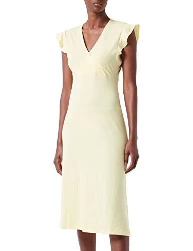 Women's ONLMAY S/L WRAP MIDI Dress JRS, Lemon Meringue, L