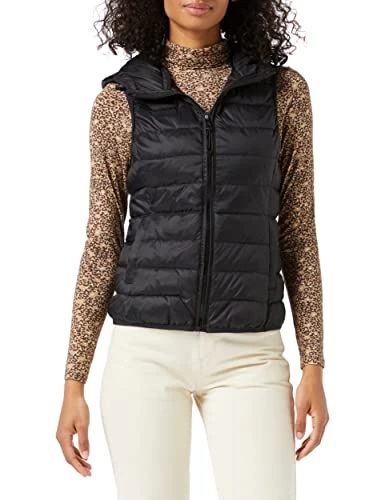 Women's Onlnewtahoe Hood Waistcoat OTW Noos Jacket, Black, S