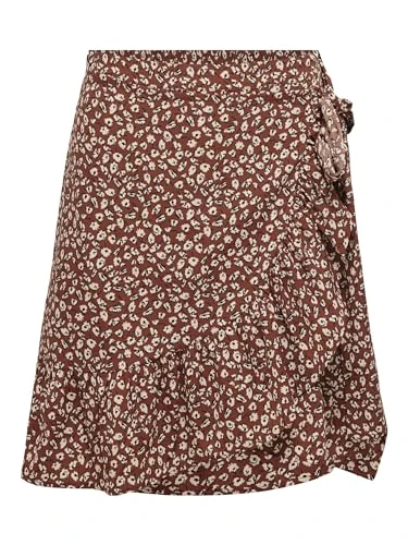Women's Onlolivia Wrap Skirt WVN Noos, Henna AOP: Two Tone Flower, M