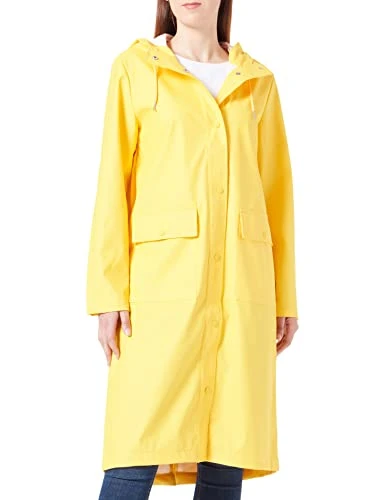 Women's Onlrene Cc OTW Hooded Long Raincoat, Lemon Chrome, XL