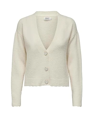 Women's Onlrositta Ls Vneck Card KNT Cardigan, Birch, S