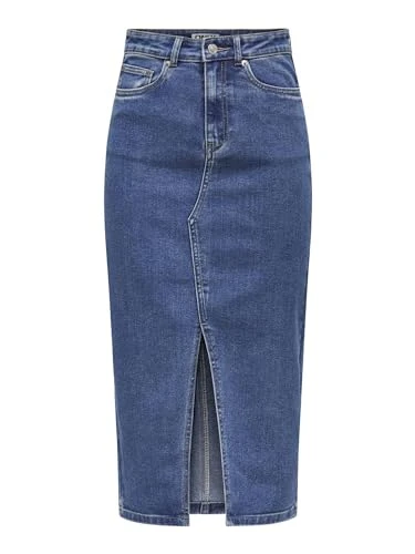 Women's Onlsiri Front Slit Skirt DNM Gua Noos Denim, Blue, M