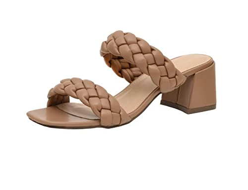 Women's Onyx braided Heel Sandal +Memory Foam, Wide Widths Available, Tan 7 UK