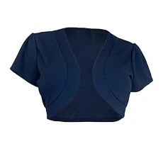Women's Open Cardigan Shrug Cropped Bolero Short Jacket Dark Blue 2XL Women's Open Cardigan Shrug Cropped Bolero Short Jacket Dark Blue 2XL