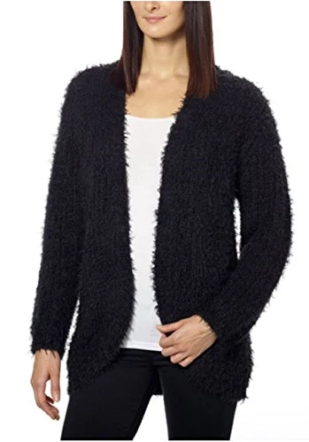 Womens Open Front Eyelash Cardigan (Small, BLACK)