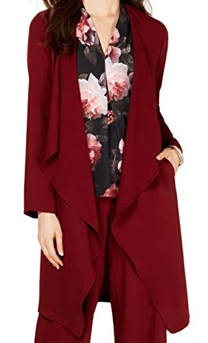Womens Open Front Flyaway Cardigan Top Red L