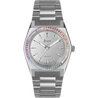 Women's Origin Rainbow Stone Set Silver Watch - Silver