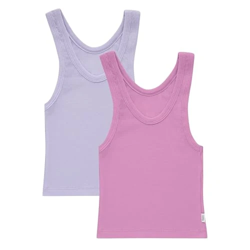 Women's Originals Rib Tank 2-Pack, Comfywear Stretch Cotton Cropped Top Pajama, Vega Violet/Strawberry, XS (Pack of 2)