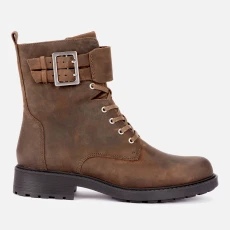 Womens Orinoco Leather Lace Up Boots - Dark Olive - Green