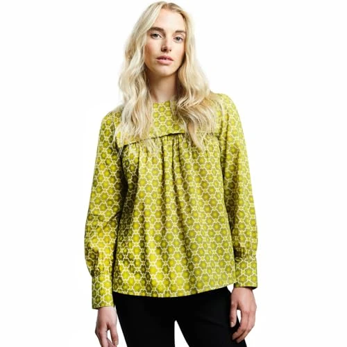 Womens Orla Kiely Bib Collar Blouse - Mustard - 14