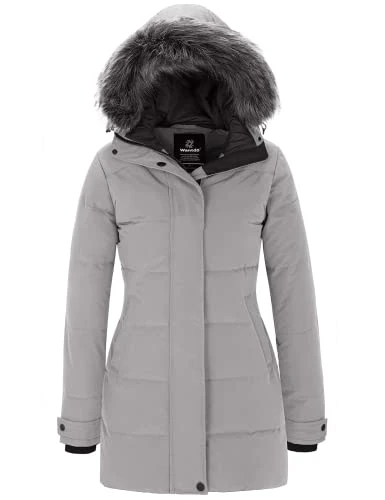 Women’s Outdoor Winter Fleeced Lined Puffer Coat Long Warm Thicken Parka Coat Classic Ladies Water