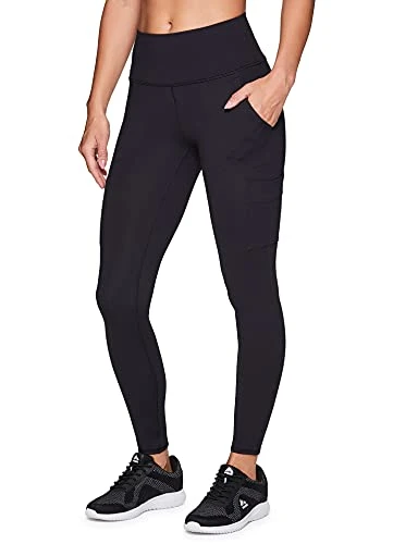 Women's Outdoors Workout High Impact Full Length Cargo Pocket Legging, Black, S