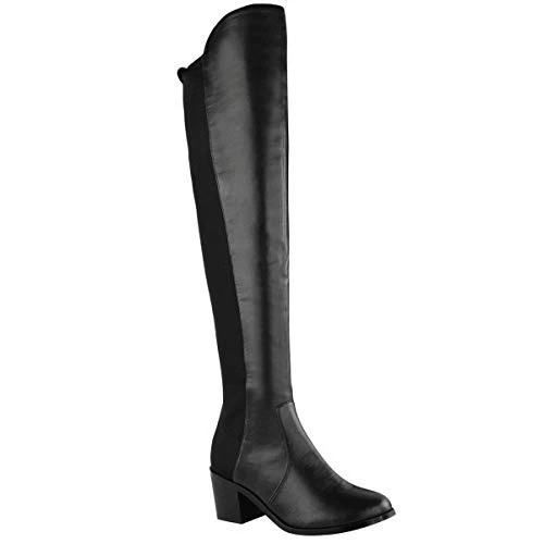 Womens Over The Knee Thigh High Stretch Boots Ladies Pull On Low Mid Heel Comfort Winter Casual Ligh