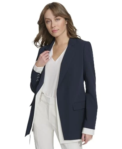 Women's Overlap Layer Blazer, Midnight/Ivory, 10