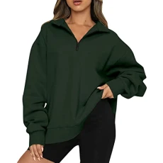 Womens Oversized Half Zip Pullover Long Sleeve Sweatshirt Quarter Zip Hoodie Sweater Teen Girls Fall Blouse Clothes solid color stand collar leisure Polo shirt jogging long-sleeved shirt Green Womens Oversized Half Zip Pullover Long Sleeve Sweatshirt Quarter Zip Hoodie Sweater Teen Girls Fall Blouse Clothes solid color stand collar leisure Polo shirt jogging long-sleeved shirt Green