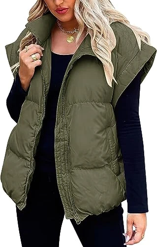 Women's Oversized Lightweight Quilted Vest Winter Warm Short Down Coat