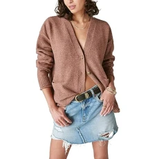Women's Oversized Pocket Cardigan Sweater, Baltic Amber, XL
