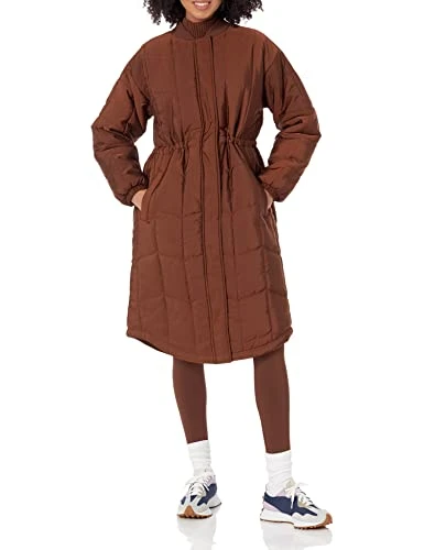 Women's Oversized Quilted Coat (Available in Plus Size), Deep Brown, XXL