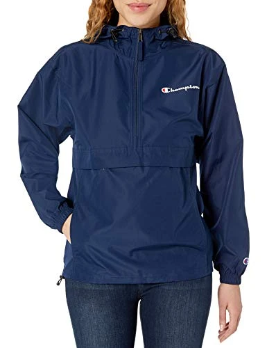 Women's Packable Jacket, Athletic Navy Small Script, S