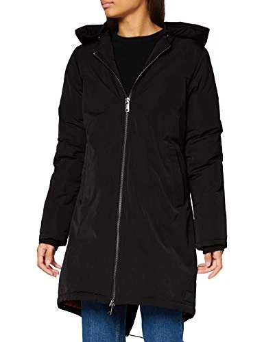 Women's Padded Parka Jacket with Recycled Primaloft Filling, Black 0008, X-Large